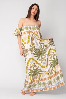 Rochie lunga fara umeri 100% Bumbac Green