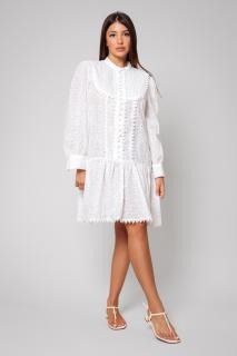 Rochie scurta tip camasa cu broderie White