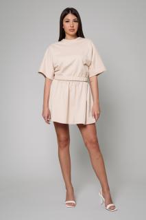 Set Amara Tricou Oversized si fusta scurta Light Beige