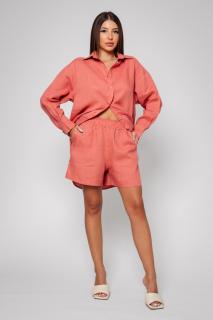 Set Amelie camasa oversized si pantalon scurt din In Powder Coral