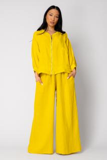 Set Bluza cu fermoar si Pantalon lung din 100% in Mustard