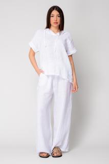 Set Bluza cu gluga si Pantalon lung din 100% in White