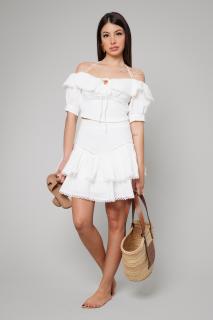 Set Bluza maneca scurta si fusta scurta White