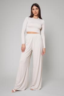 Set Bluza scurta cu maneca lunga si pantalon lung Beige