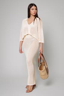 Set Bluza si Fusta lunga tricotat Light Beige