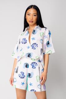 Set Breeze Camasa maneca scurta si pantalon scurt Off White