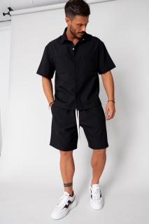Set camasa cu capse si pantalon scurt Black