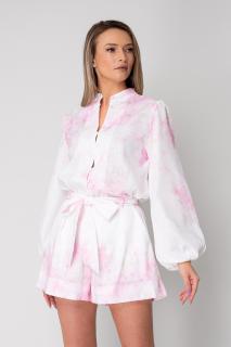 Set Camasa maneca lunga si pantalon scurt Off White Rose