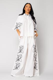 Set Camasa si Pantalon broderie White Black 100% bumbac