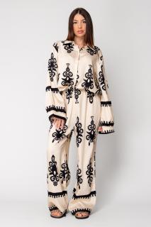 Set Camasa si Pantalon lung Beige Black