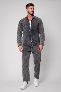 Set Camasa si Pantalon lung din denim Black Off White
