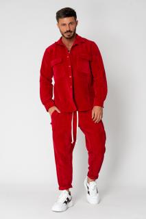 Set Camasa si Pantalon Lung din reiat Dark Red