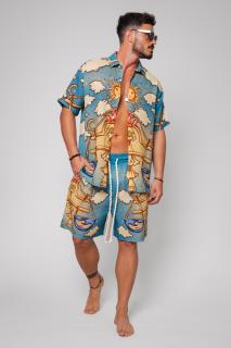 Set Camasa si pantalon scurt din IN Blue Beige