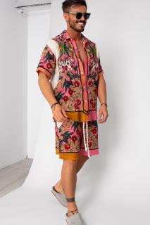 Set camasa si pantalon scurt impimeu multicolor