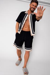 Set camasa si pantalon scurt tricotat Black