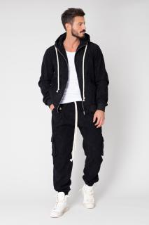 Set Cargo Hanorac si pantalon lung  din reiat Black