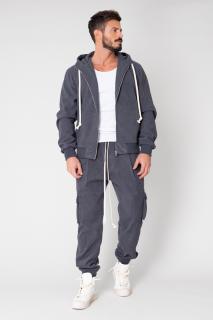 Set Cargo Hanorac si pantalon lung  din reiat Grey Anthracite