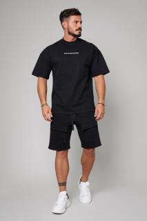 Set Cargo tricou oversized si pantalon scurt Black