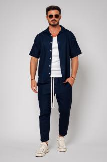 Set din IN camasa maneca scurta si pantalon lung Navy