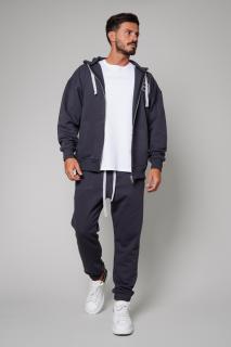 Set Easy hanorac cu fermoar Oversized si pantalon Grey Anthracite