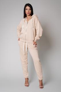 Set Easy hanorac cu fermoar si pantalon Oversized Light Beige