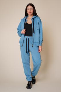 Set Easy hanorac cu fermoar si pantalon Oversized Storm Blue