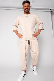 Set Flex Tricou Oversized si pantalon Baggy Light Beige