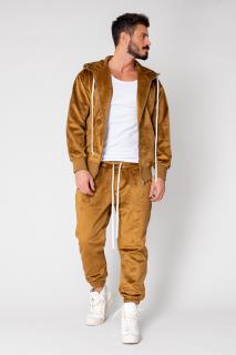 Set gros Hanorac cu fermoar si pantalon lung din catifea Brown