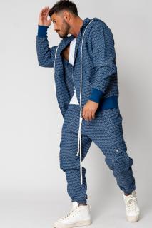 Set Hanorac cu fermoar si Pantalon lung cargo Blue White