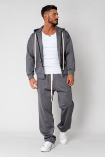 Set Hanorac cu marsupiu si fermoar si Pantalon lung Grey