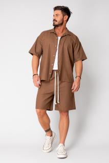 Set Island Mood camasa si pantalon scurt Brown