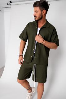 Set Island Mood camasa si pantalon scurt Kaki