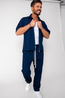 Set Jacheta maneca scurta cu fermoar si pantalon lung Navy