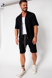 Set Jacheta maneca scurta cu fermoar si pantalon scurt Black