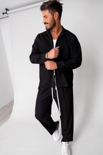 Set Jacheta oversized cu fermoar si Pantalon lung Black