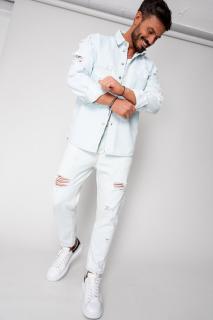 Set Jacheta si blugi din denim Ripped Light Blue