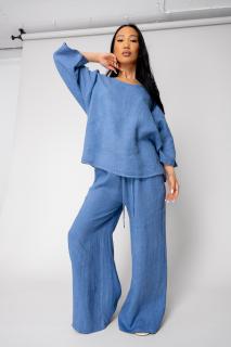 Set Kalie Bluza si Pantalon lung din 100% in Storm Blue