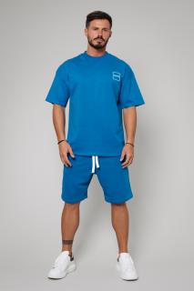 Set LeClub tricou oversized si pantalon scurt Peacock Blue