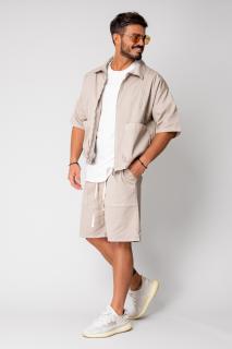 Set Luce Jacheta maneca scurta cu fermoar si pantalon scurt Beige