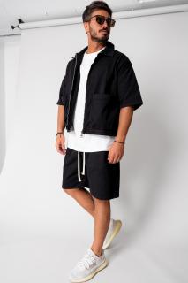 Set Luce Jacheta maneca scurta cu fermoar si pantalon scurt Black