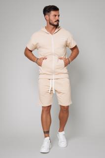 Set Malibu Zip hanorac cu maneca scurta si pantalon scurt Light Beige