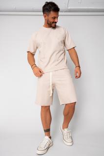 Set Ripped tricou si pantalon scurt Beige