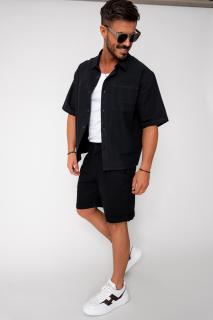Set Sole camasa si pantalon scurt Black