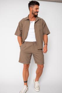 Set Sole camasa si pantalon scurt Brown