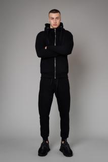 Set Square hanorac cu fermoar si pantalon conic Black