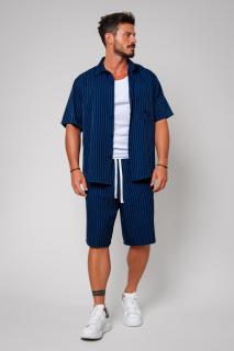 Set Stripes camasa si pantalon scurt Oversized Navy