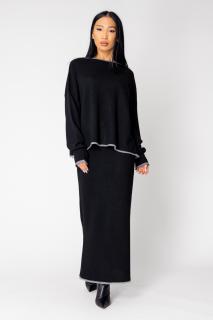 Set Sylvie cu fusta mix lana si casmir Black