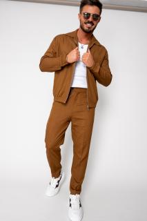 Set Toscano Jacheta cu fermoar si pantalon lung Brown