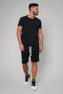 Set Tricou Barbati Asymetric si Pantalon scurt Black