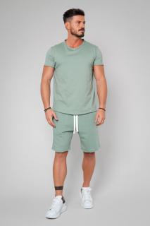 Set Tricou Barbati Asymetric si Pantalon scurt Light Olive